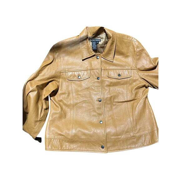 BCBG Women's Tan Leather Long Sleeves Button Front Jacket Size XL - Picture 3 of 8